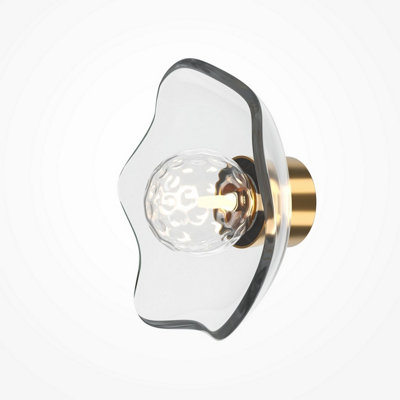 Luminosa Lighting Luminosa Miracle Modern Wall Lamp Brass 1Xg9 Glass Shade from B&Q