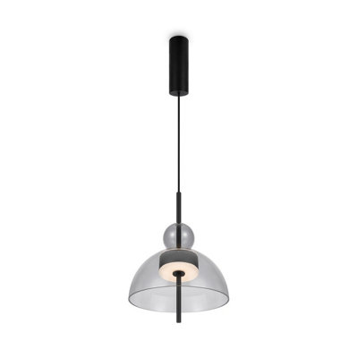Luminosa Lighting Luminosa Bangkok I Modern 25Cm Dome Pendant Ceiling Light Black 3000K 1300Lm Grey Shade from B&Q
