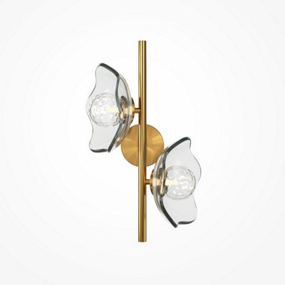 Luminosa Lighting Luminosa Miracle Modern Wall Lamp Brass 2Xg9 Glass Shade from B&Q