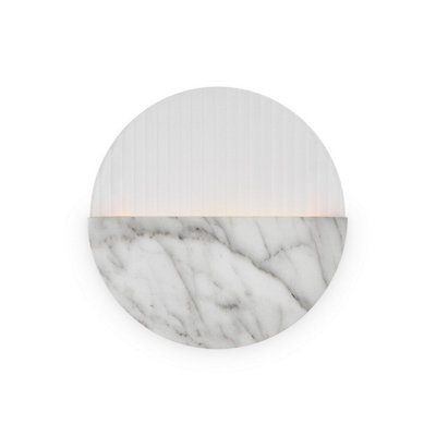 Luminosa Lighting Luminosa Jupiter Modern Integrated Led Wall Lamp Marble 3000K 200Lm White Shade from B&Q