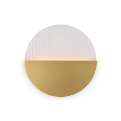 Luminosa Lighting Luminosa Jupiter Modern Integrated Led Wall Lamp Brass 3000K 200Lm White Shade from B&Q