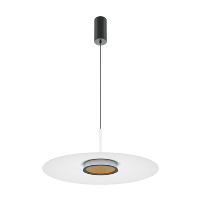 Luminosa Lighting Luminosa El Modern Dome Pendant Ceiling Light Black 3000K 800Lm White Shade from B&Q
