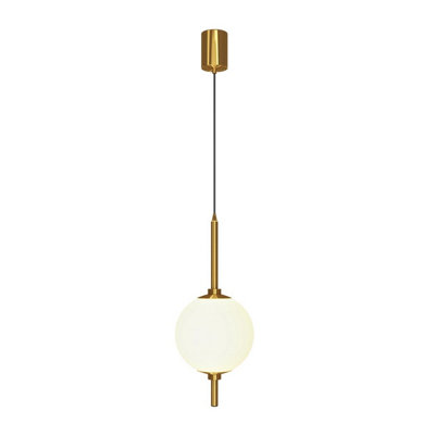 Luminosa Lighting Luminosa The Sixth Sense Modern Globe Pendant Ceiling Light Brass 3000K 500Lm White Shade from B&Q