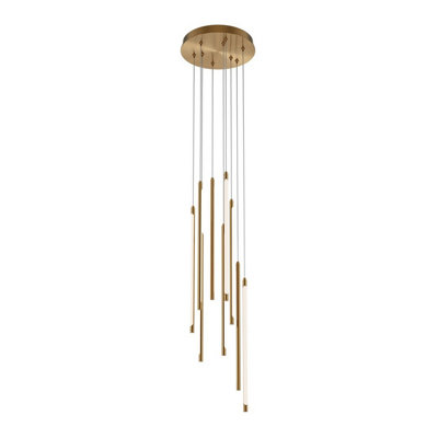 Luminosa Lighting Luminosa Light Stick Modern Cluster Pendant Ceiling Light Brass 3000K 3350Lm White Shade from B&Q