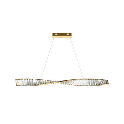 Luminosa Lighting Luminosa Krone Modern 100Cm Bar Pendant Ceiling Light Brass 3000K 1900Lm Crystal Shade from B&Q