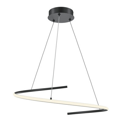 Luminosa Lighting Luminosa Curve Modern Pendant Ceiling Light Black 1600Lm White Shade from B&Q