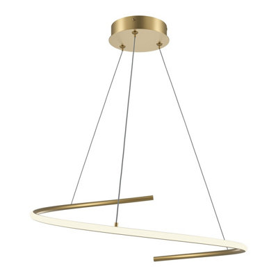 Luminosa Lighting Luminosa Curve Modern Pendant Ceiling Light Brass 2100Lm White Shade from B&Q