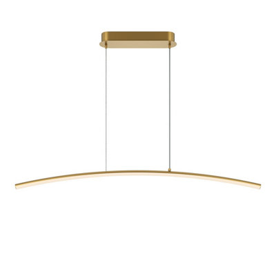 Luminosa Lighting Luminosa Curve Modern Bar Pendant Ceiling Light Brass 1150Lm White Shade from B&Q