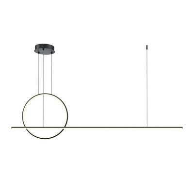 Luminosa Lighting Luminosa Halo Ring Modern 143Cm Bar Pendant Ceiling Light Black 1500Lm White Shade from B&Q