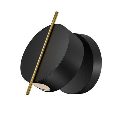 Luminosa Lighting Luminosa Nuance Modern Integrated Led Wall Lamp Black And Brass 3000K 200Lm from B&Q