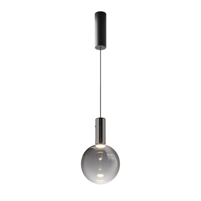 Luminosa Lighting Luminosa Nebula Modern 20Cm Globe Pendant Ceiling Light Black 3000K 400Lm Smoky Shade from B&Q