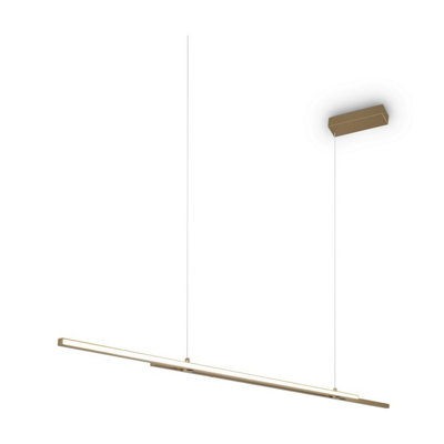 Luminosa Lighting Luminosa Halo Modern 150Cm Bar Pendant Ceiling Light Brass 1650Lm White Shade from B&Q