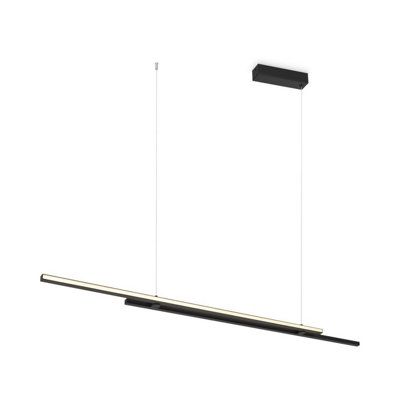 Luminosa Lighting Luminosa Halo Modern 150Cm Bar Pendant Ceiling Light Black 1100Lm White Shade from B&Q