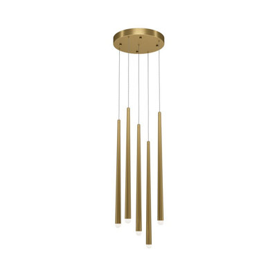 Luminosa Lighting Luminosa Cascade Modern Cluster Pendant Ceiling Light Brass 2250Lm 5Xled from B&Q