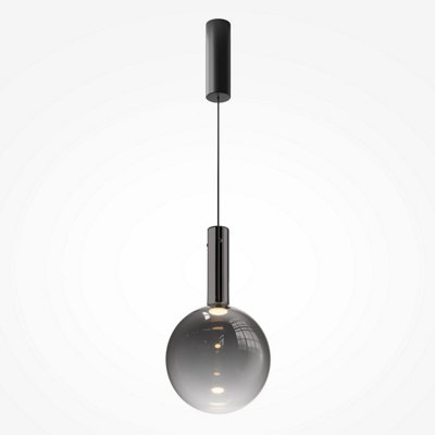 Luminosa Lighting Luminosa Nebula Modern 25Cm Globe Pendant Ceiling Light Black 3000K 700Lm Smoky Shade from B&Q