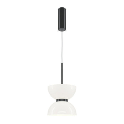 Luminosa Lighting Luminosa Kyoto Modern Slim Pendant Ceiling Light Black 3000K 1300Lm White Shade from B&Q