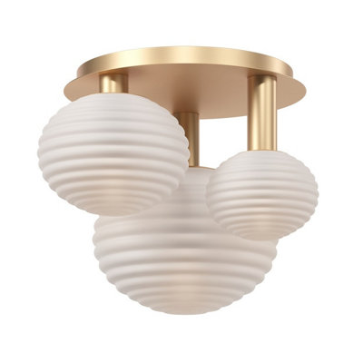 Luminosa Lighting Luminosa Reels Modern Globe Ceiling Light Gold 3Xe14 White Shade from B&Q