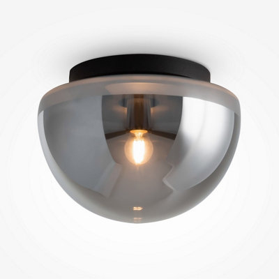Luminosa Lighting Luminosa Glassy Modern Globe Ceiling Light Black 1Xe27 Smoky Shade from B&Q