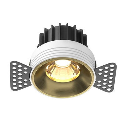 Luminosa Lighting Luminosa Round Trimless Recessed Downlight Brass 3000K 810Lm from B&Q