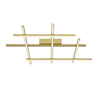 Luminosa Lighting Luminosa Radiance Modern Square Integrated Led Semi Flush Ceiling Light Gold 3000K 2250Lm White Shade from B&Q