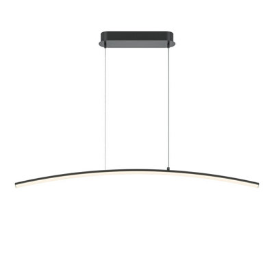 Luminosa Lighting Luminosa Curve Modern Bar Pendant Ceiling Light Dimmable Black 800Lm White Shade from B&Q