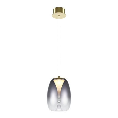 Luminosa Lighting Luminosa Splash Modern Dome Pendant Ceiling Light Gold 3000K 280Lm Smoky Shade from B&Q