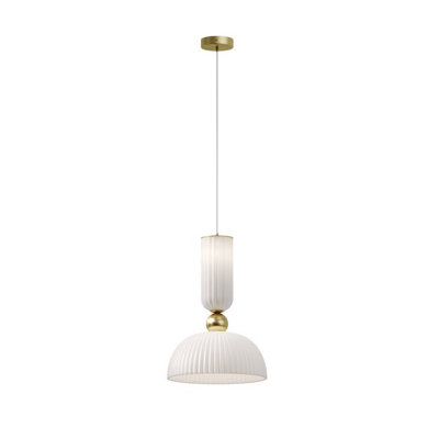 Luminosa Lighting Luminosa Antic Modern Dome Pendant Ceiling Light Gold 2700K 510Lm 1Xe27 White Shade from B&Q