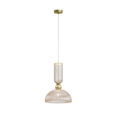 Luminosa Lighting Luminosa Antic Modern Dome Pendant Ceiling Light Gold 2700K 510Lm 1Xe27 Cognac Shade from B&Q