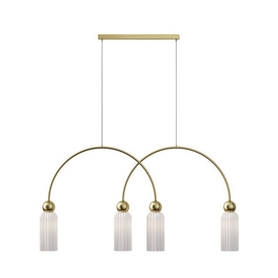 Luminosa Lighting Luminosa Antic Modern Bar Pendant Ceiling Light Gold 4Xe14 White Shade from B&Q