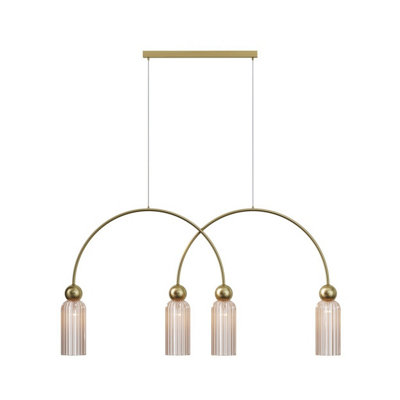 Luminosa Lighting Luminosa Antic Modern Bar Pendant Ceiling Light Gold 4Xe14 Cognac Shade from B&Q