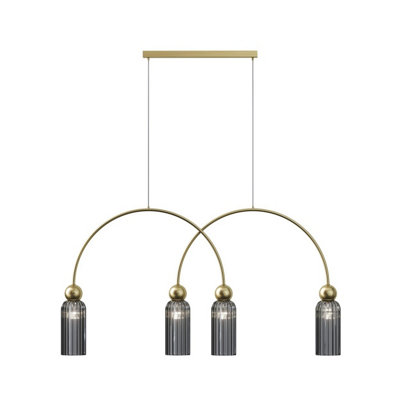 Luminosa Lighting Luminosa Antic Modern Bar Pendant Ceiling Light Gold 4Xe14 Grey Shade from B&Q