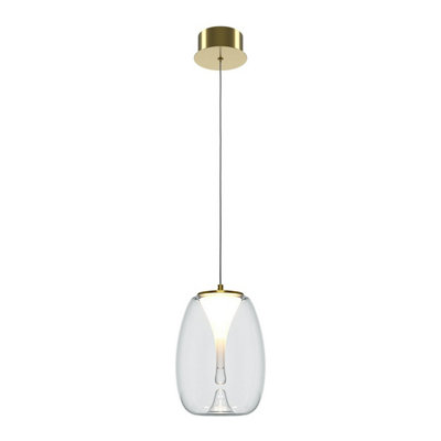 Luminosa Lighting Luminosa Splash Modern Dome Pendant Ceiling Light Gold 3000K 620Lm Glass Shade from B&Q