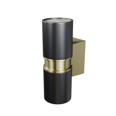 B&Q -  Luminosa Bowery Outdoor Up Down Wall Lamp BlackBrass Ip54 2Xgu10