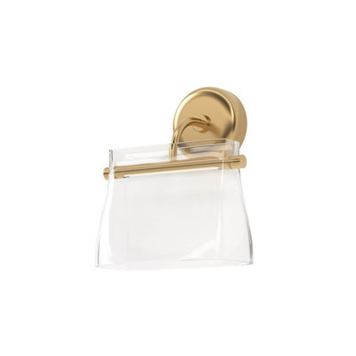 Luminosa Lighting Luminosa Cabaret Modern Wall Lamp Brass 3000K 850Lm Glass Shade from B&Q