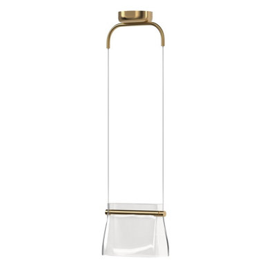 Luminosa Lighting Luminosa Cabaret Modern Pendant Ceiling Light Brass 3000K 850Lm Glass Shade from B&Q
