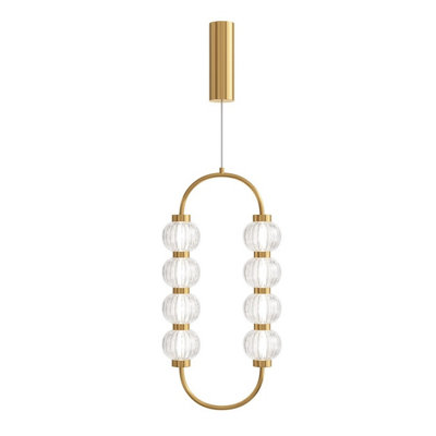 Luminosa Lighting Luminosa Amulet Oval Modern Pendant Ceiling Light Gold 3000K 700Lm Glass Shade from B&Q