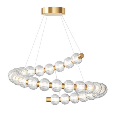 Luminosa Lighting Luminosa Amulet Swirl Modern Pendant Ceiling Light Gold 3000K 1900Lm Glass Shade from B&Q