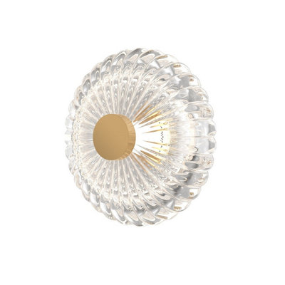 Luminosa Lighting Luminosa Amulet Round Modern 18Cm Wall Lamp Gold 3000K 90Lm Glass Shade from B&Q