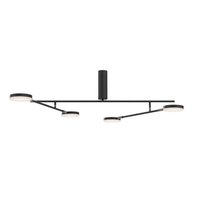 Luminosa Lighting Luminosa Fad Modern 2 Arm Bar Integrated Led Semi Flush Ceiling Light Black 3000K 1450Lm from B&Q