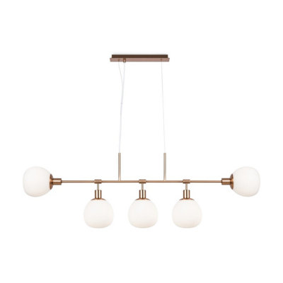 Luminosa Lighting Luminosa Erich Modern Bar Pendant Ceiling Light Gold 5Xe14 White Shade from B&Q