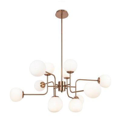 Luminosa Lighting Luminosa Erich Modern Multi Arm Pendant Ceiling Light Gold 12Xe14 White Shade from B&Q