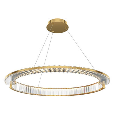 Luminosa Lighting Luminosa Krone Modern 80Cm Pendant Ceiling Light Brass 3000K 2925Lm Crystal Shade from B&Q