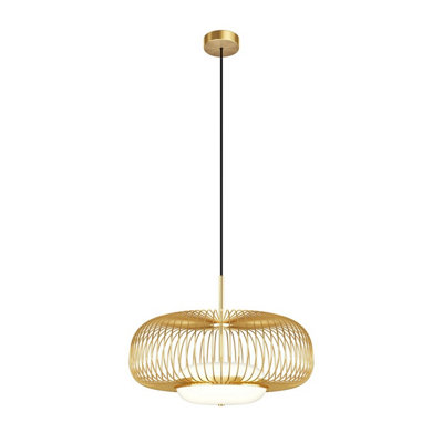 Luminosa Lighting Luminosa Levitation Modern Wire Frame Pendant Ceiling Light Brass 3000K 500Lm White Shade from B&Q