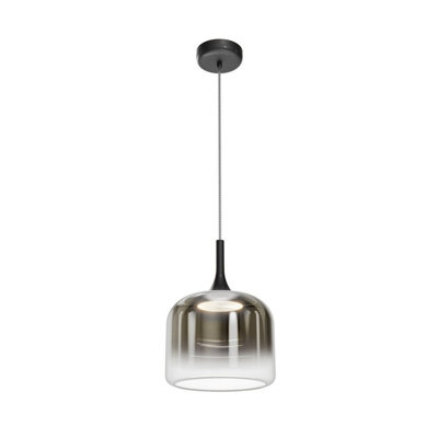 Luminosa Lighting Luminosa Spirito Modern Dome Pendant Ceiling Light Black 3000K 1600Lm Smoky Shade from B&Q