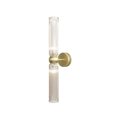 Luminosa Lighting Luminosa Antic Modern Up & Down Wall Lamp Gold 2Xg9 Cognac Shade