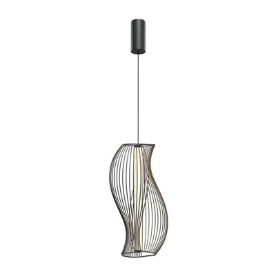 Luminosa Lighting Luminosa Shadows Of The Past Modern Wire Frame Pendant Ceiling Light Black 3000K 1200Lm White Shade from B&Q