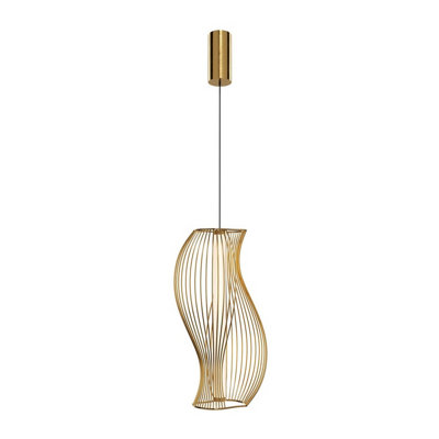 Luminosa Lighting Luminosa Shadows Of The Past Modern Wire Frame Pendant Ceiling Light Brass 3000K 1400Lm White Shade from B&Q