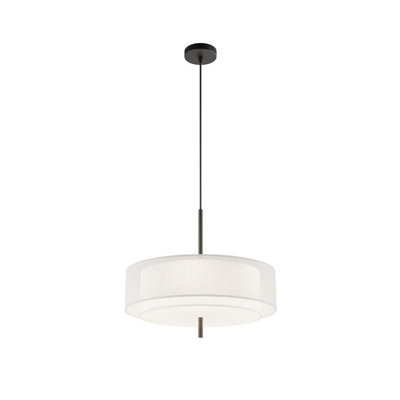 Luminosa Lighting Luminosa Bergamo Modern Cylindrical Pendant Ceiling Light Black 5Xe27 White Shade from B&Q
