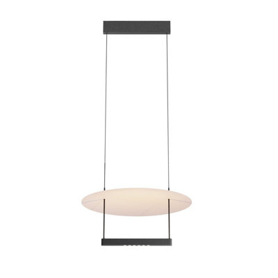 Luminosa Lighting Luminosa Ambience Ii Modern 42Cm Pendant Ceiling Light Dimmable Black 3000K 1000Lm White Shade from B&Q