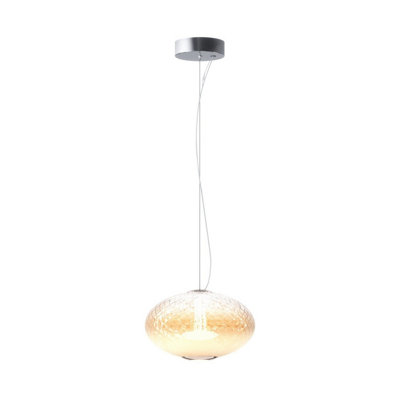 Luminosa Lighting Luminosa Bruma Modern Flat Globe Pendant Ceiling Light Dimmable Chrome 2700K 1500Lm White Shade from B&Q
